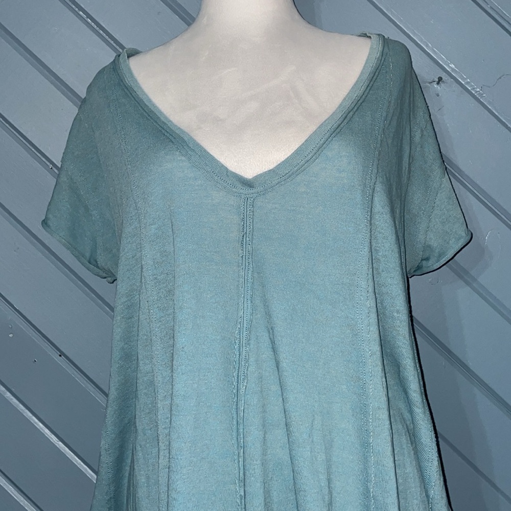 We The Free Women's Torquoise Blue V-Neck - Picture 4 of 7